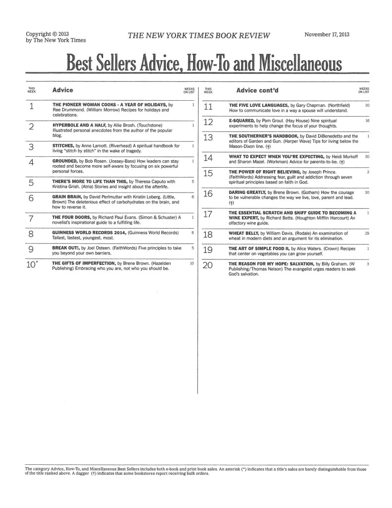 New York Times Best Seller List.11.6.13